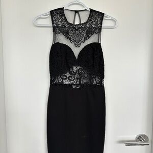 TOBI MILAGROS LACE MIDI DRESS - BLACK XS